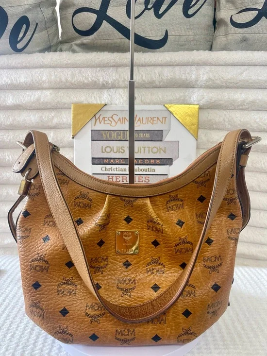 MCM Cognac Visetos Monogram Shoulder Bag - Picture 5 of 11